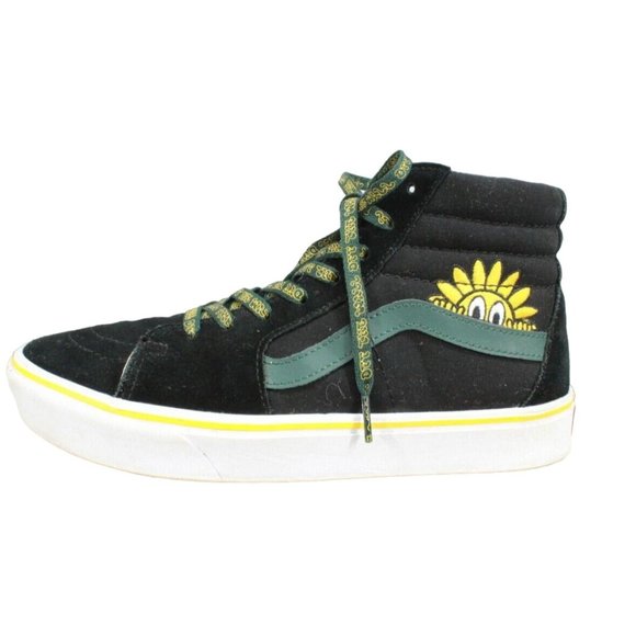 Vans Other - Vans Off The Wall Black Suede Canvas Green Lace High Top Sneakers M 9 L 10.5